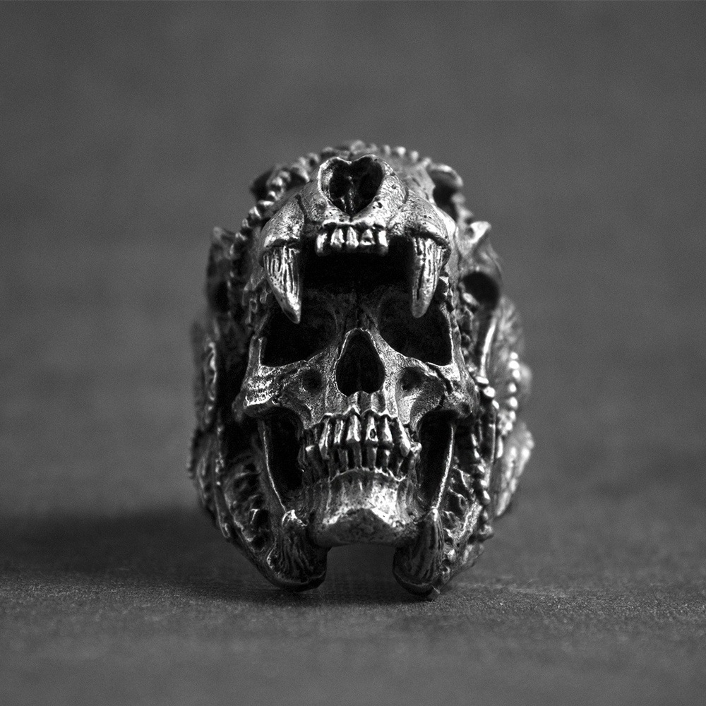 New Vintage Black Skull Ring - Animals Aso