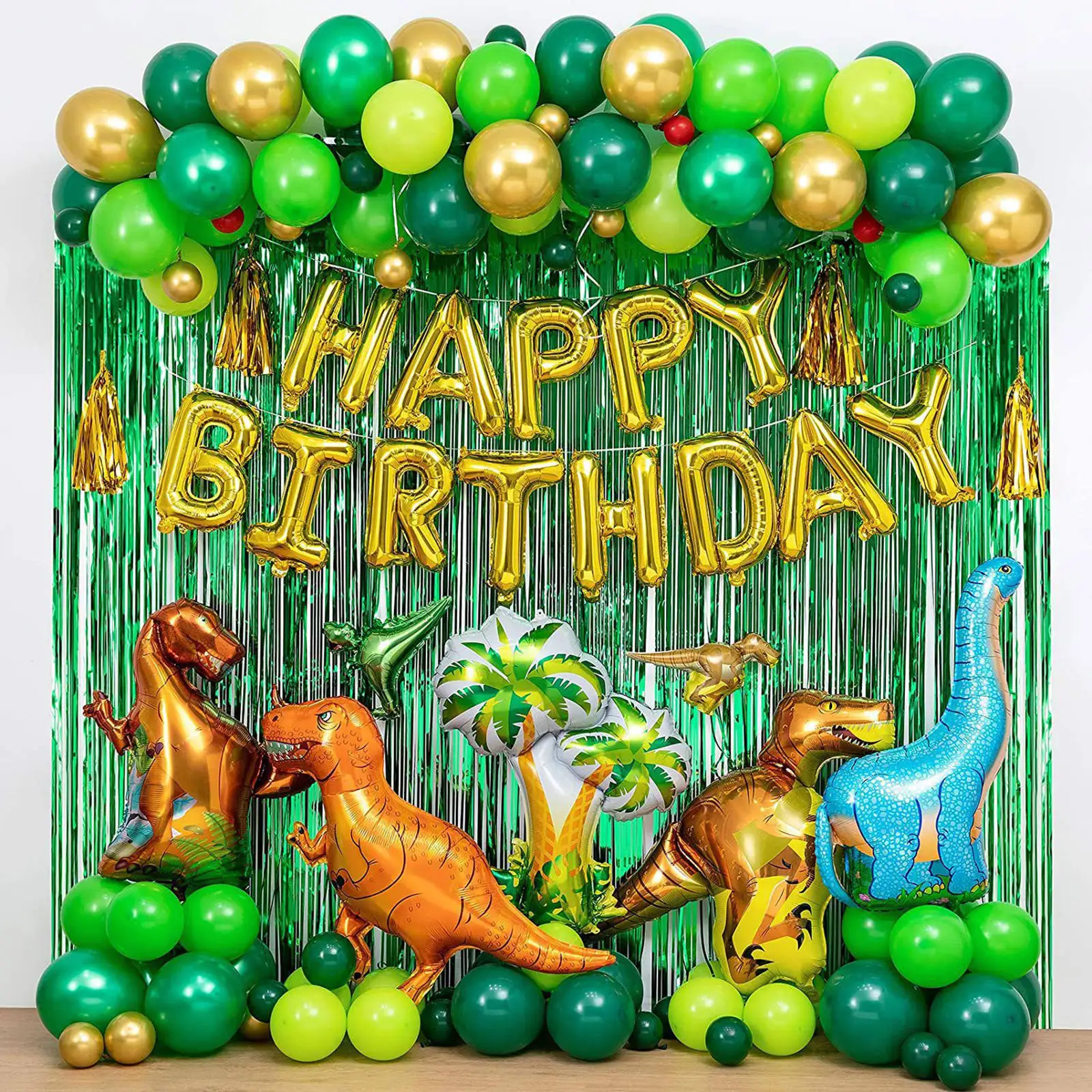 113pc Dinosaur Birthday Party Decoration Balloons Arch Garland Kit Happy Birthday Balloons foil Curtains dino Themed Party Favor