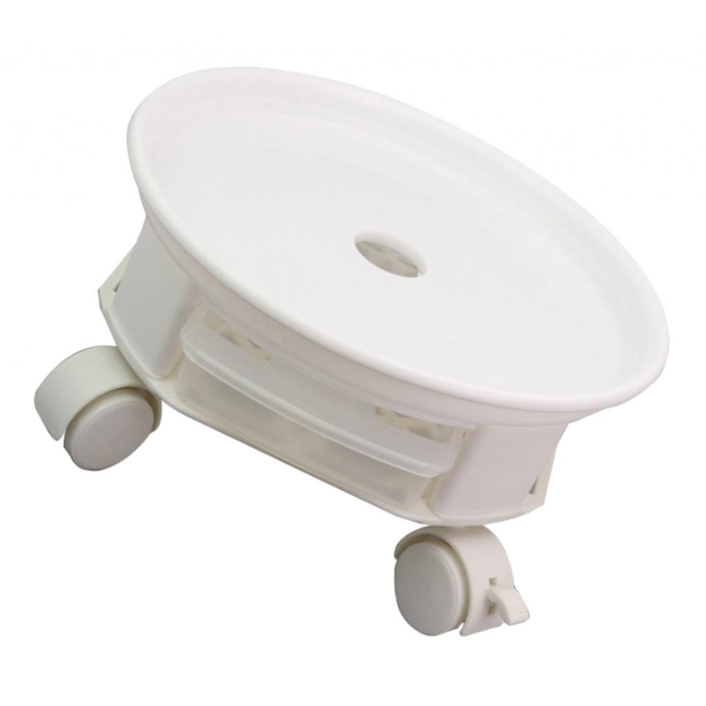 Natural Resin Plant Caddy Round Plant Dolly with Universal Wheels and Water Drawer - White