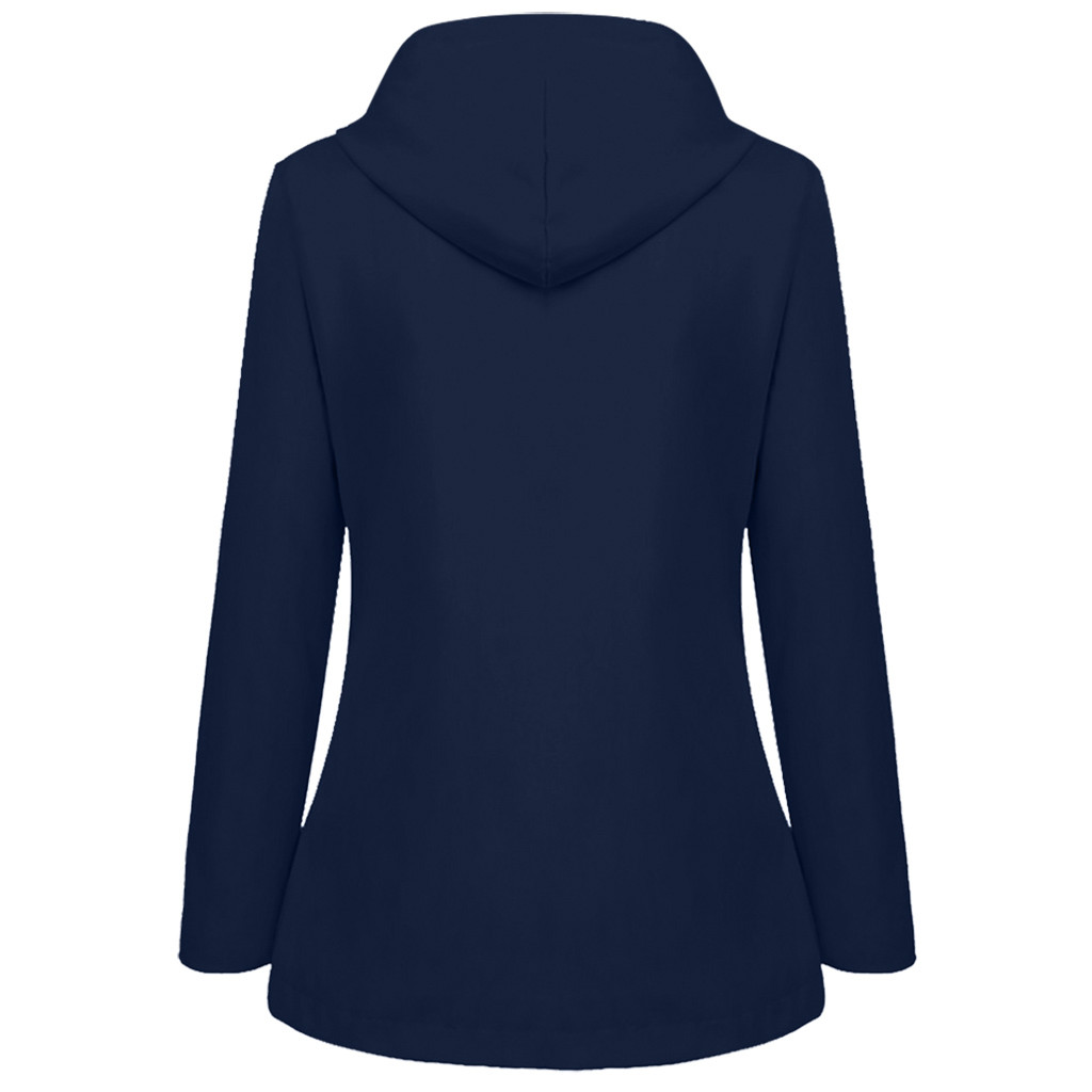Women Solid Rain Jacket Outdoor Plus Size Waterproof Hooded Raincoat Windproof New Warm Jacket Windproof Outdoor Chaqueta