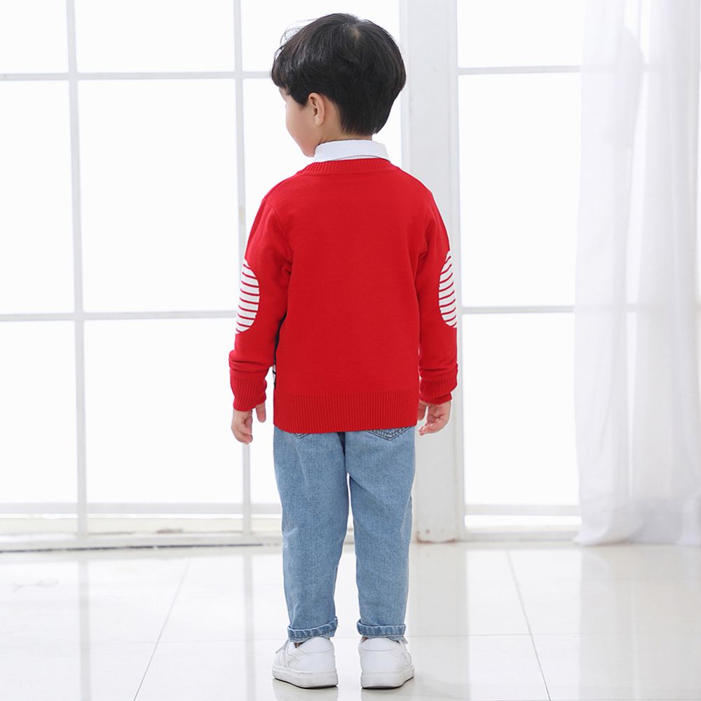 Jlong Spring Children Knitted Cardigan Coat Winter Baby Boys Girls V-neck Cartoon Outwear Autumn Kids Cardigan Sweater 1-7Y