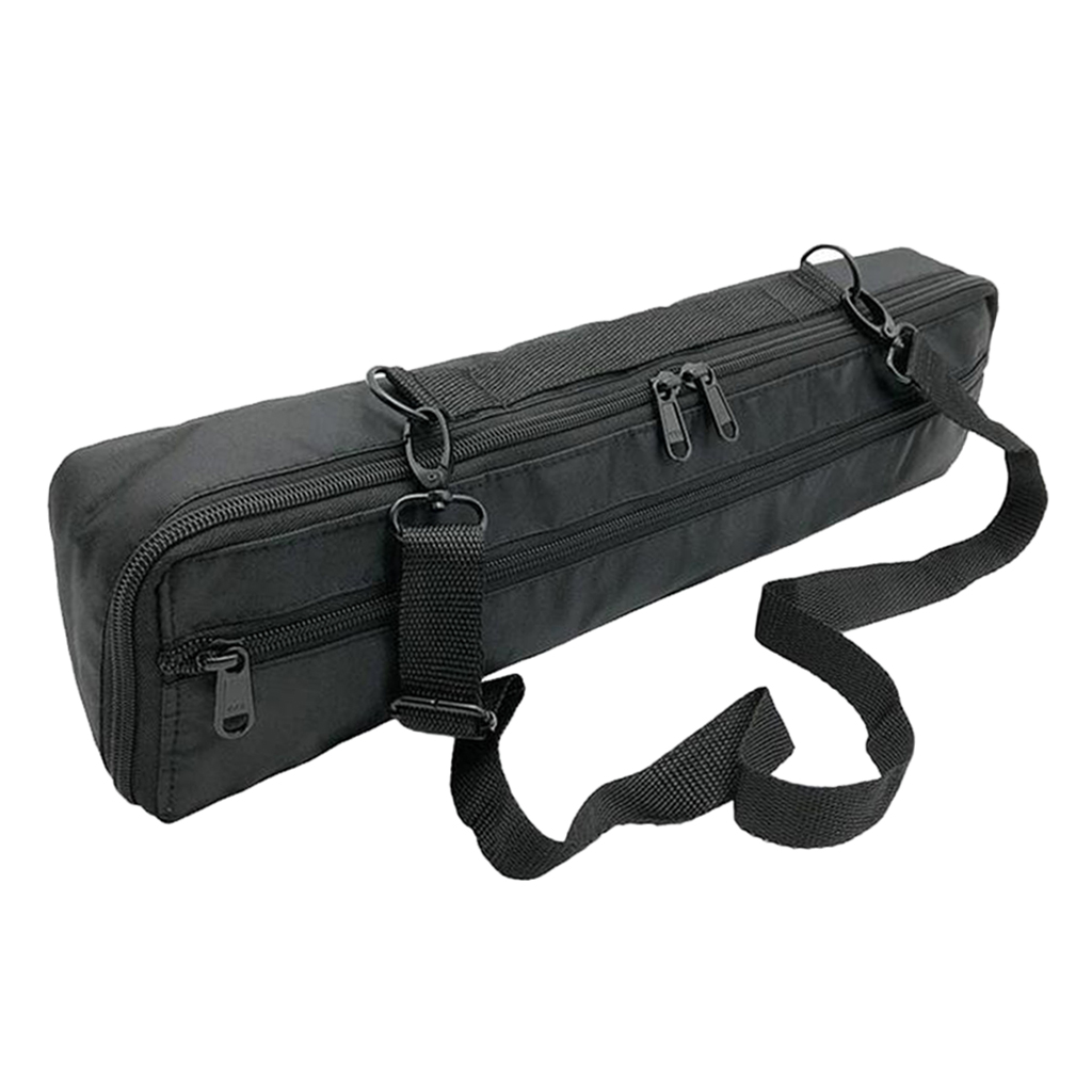 Portable 16 Holes Flute Bag Black Plushed Padded w/ Shoulder Strap Accessory