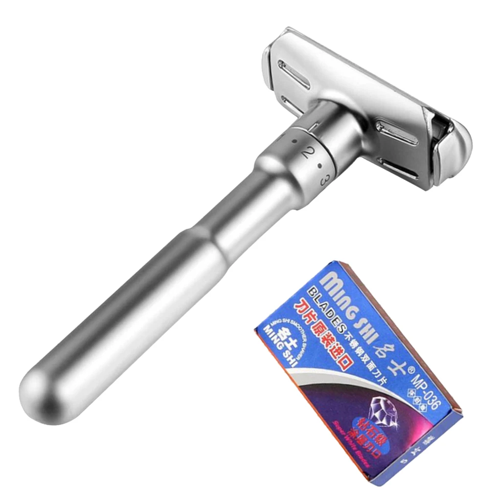Sharpy Heavy Duty Double Edge Mens Safety Razor with 5 Stainless Steel Blades