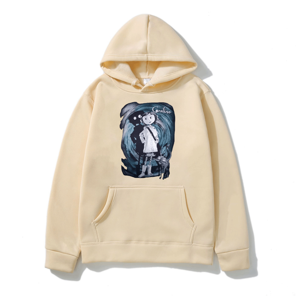 Coraline Hoodie Men Women Tim Burton Neil Gaiman Nightmare Before Christmas Goth Dark Vogue Punk Street Hip-hop Sweatshirt Man