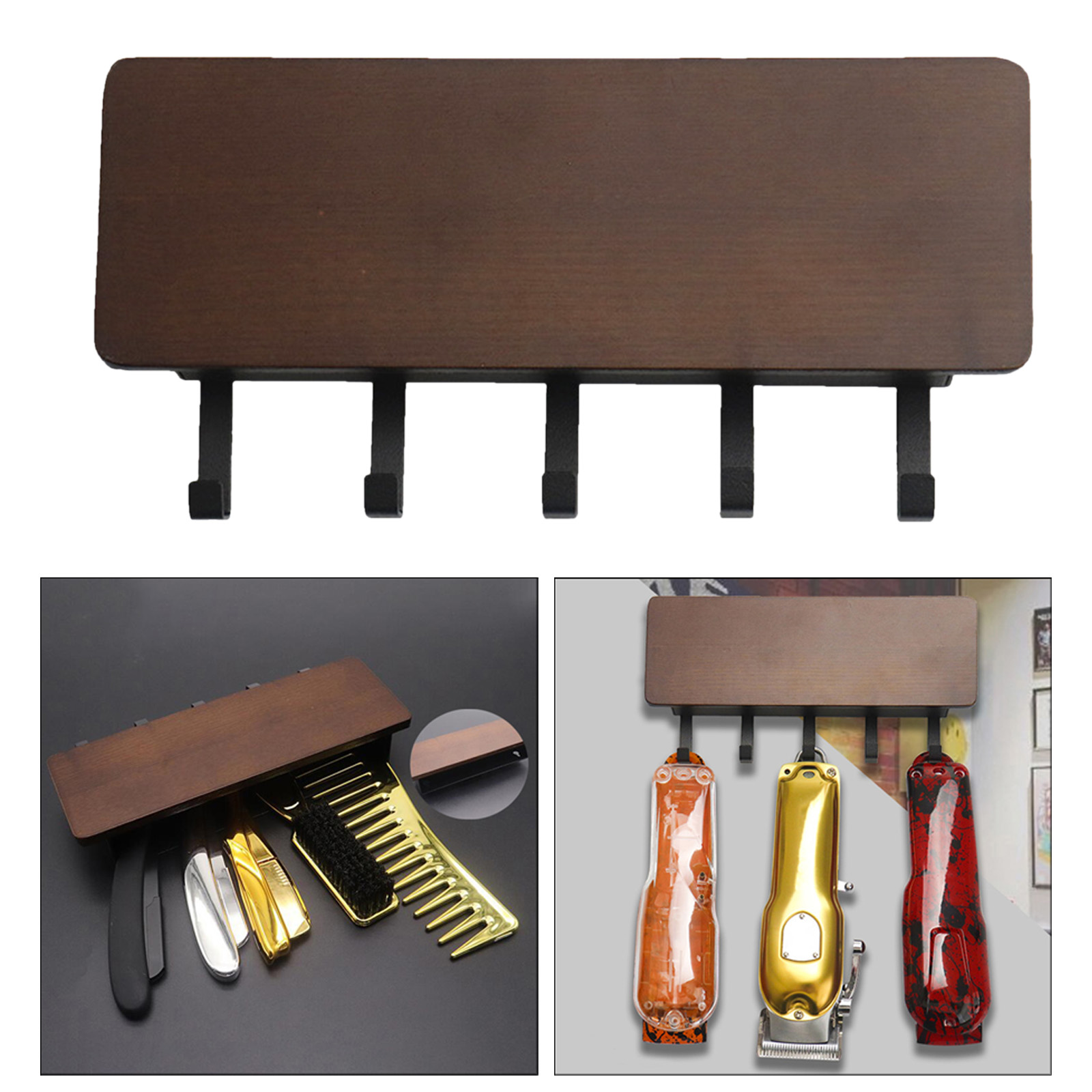 Hair Clipper Storage Rack Wall-Mounted Professional Tool Organizer Holder Tray for Clips Barber Salon Brushes Stylist
