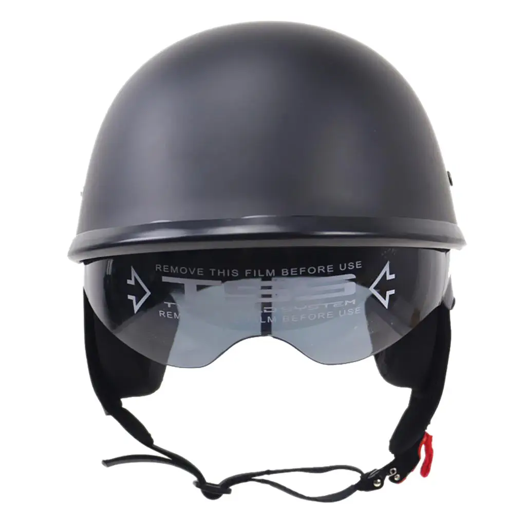 Half 1/2 Open Face Helmet Motorcycle DOT Drop Down Sun Visor Flat Black