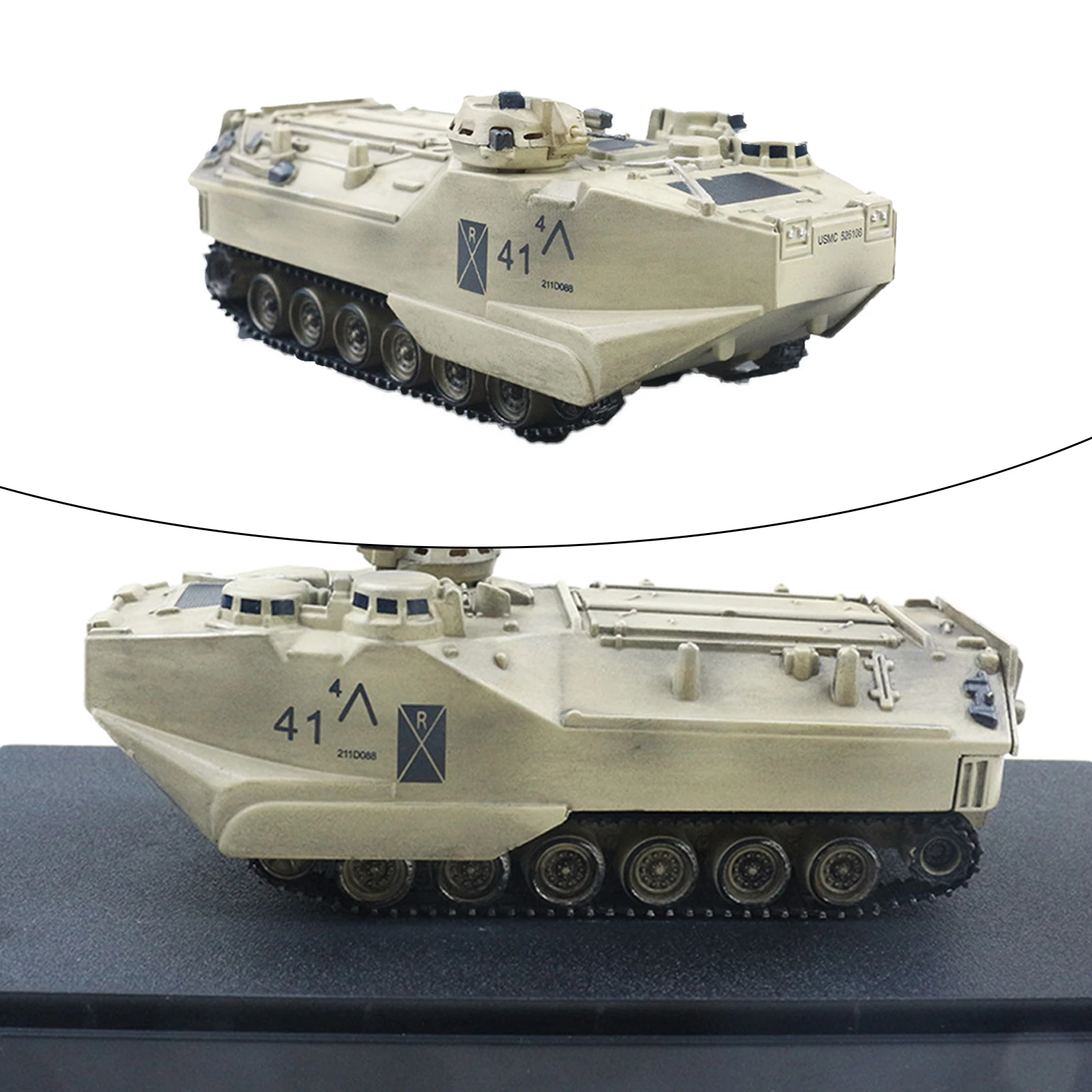 1/72 American AAV7A1 Tank Model Stand-Model with Dustproof Case Alloy Tank Model Hobby Collection Toy