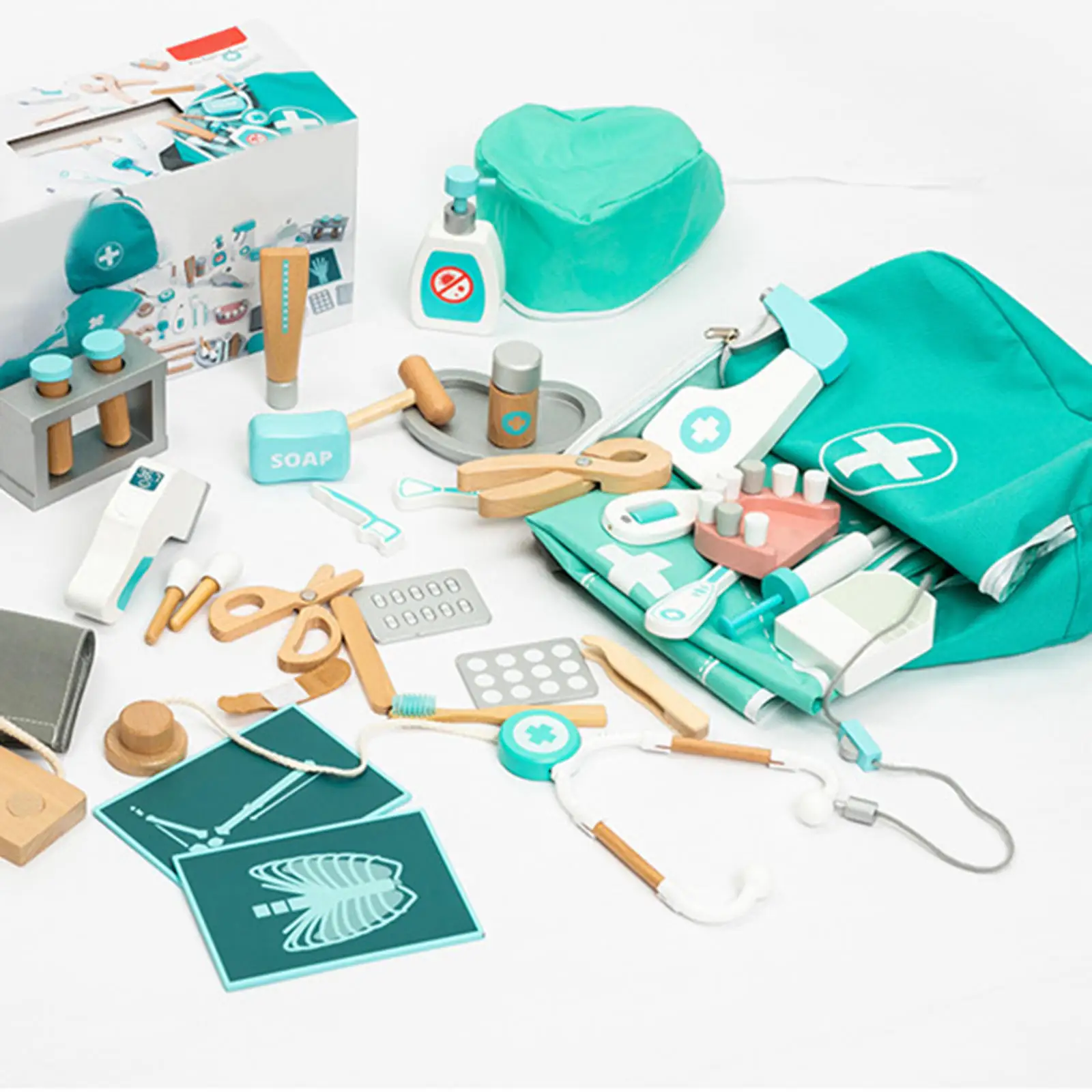 Dentist Kit Toys for Kids Kids Wooden Educational Pretend Playset Doctor Kit Toys for Boys Kids Girls Toddlers 1-3