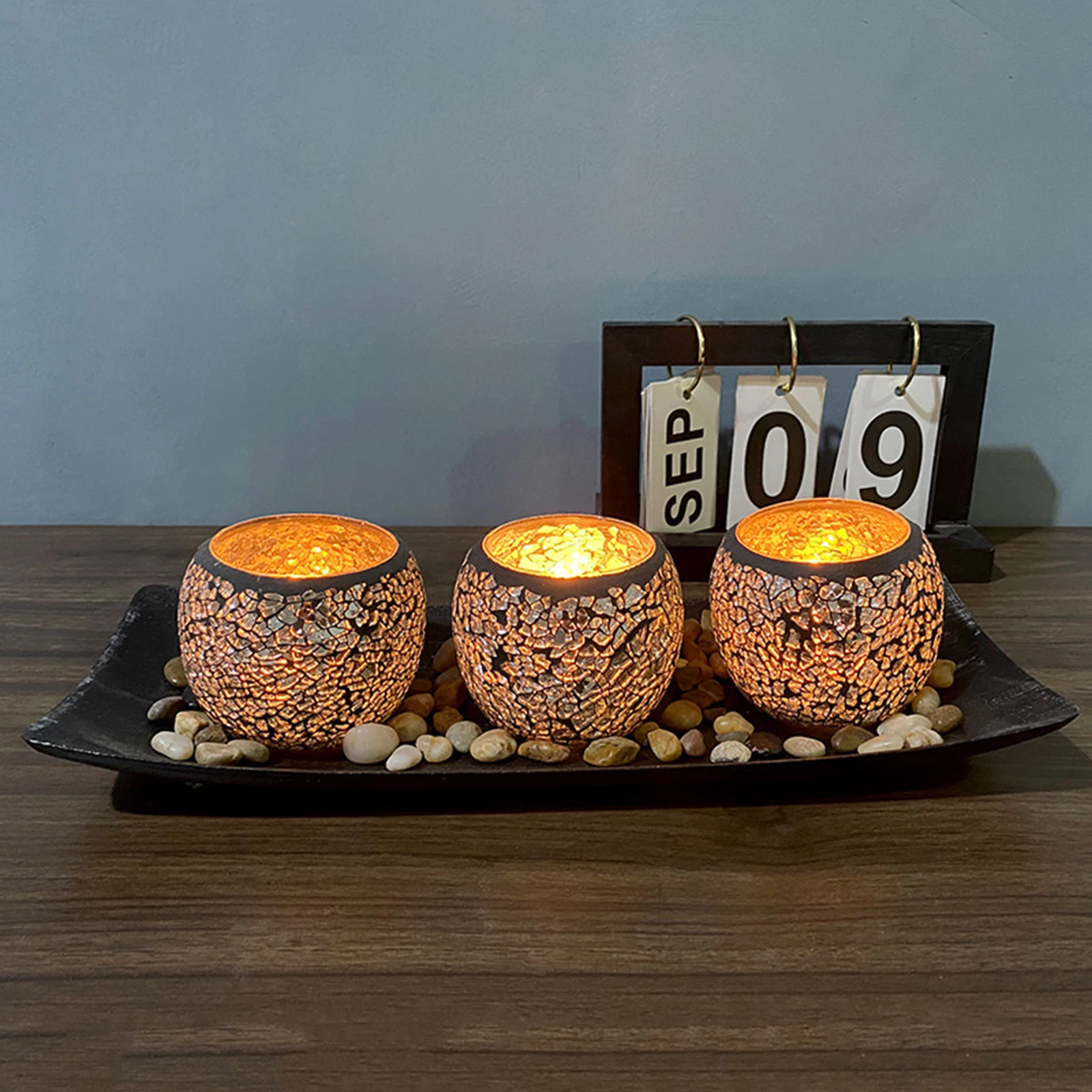 Tealight Candle Holder Decorative Tray Centerpiece Bathroom Dinner Decor
