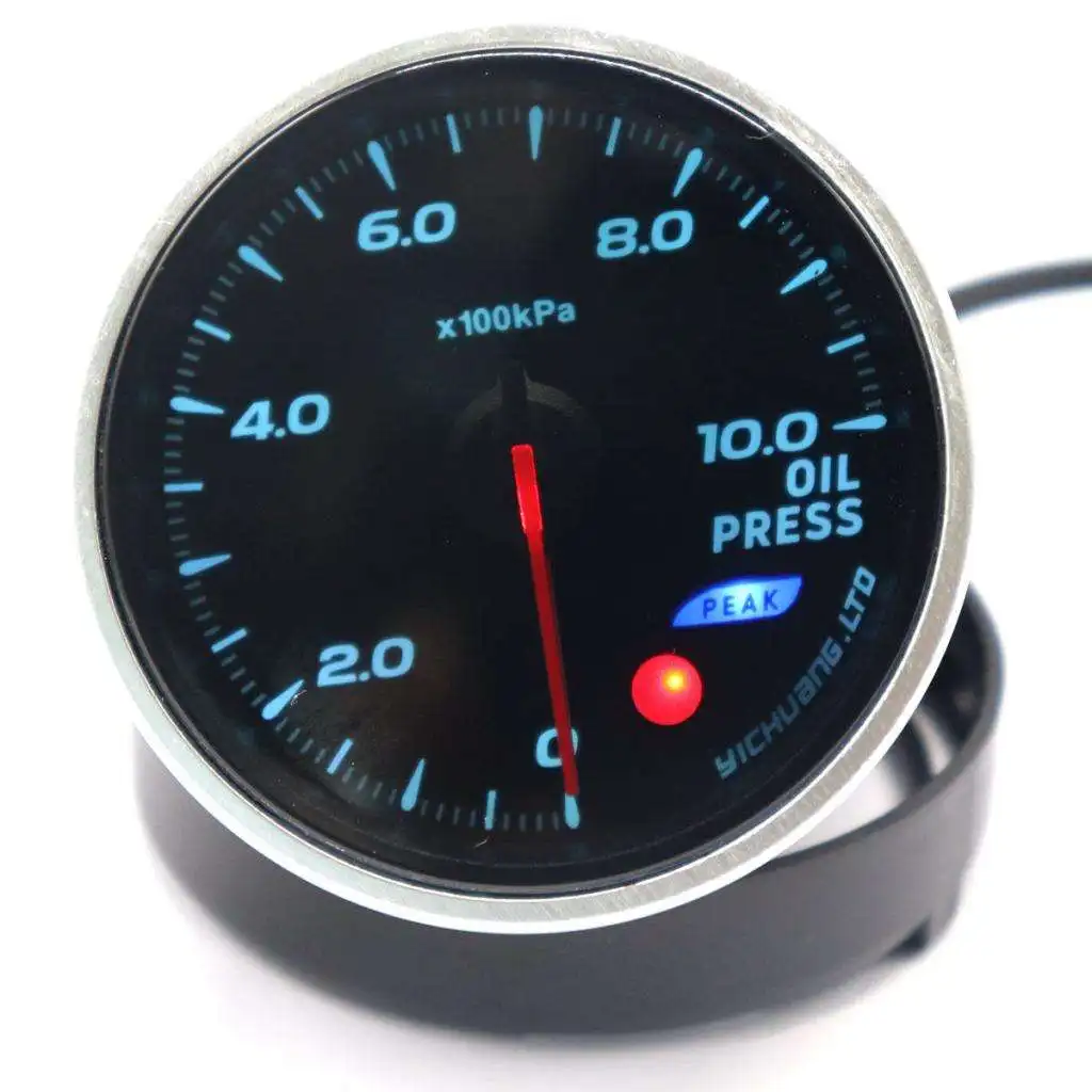 70 Mm Oil Pressure Meter, 120 Psi, Adjustable 64 Color Backlight, 12 V, Sensor