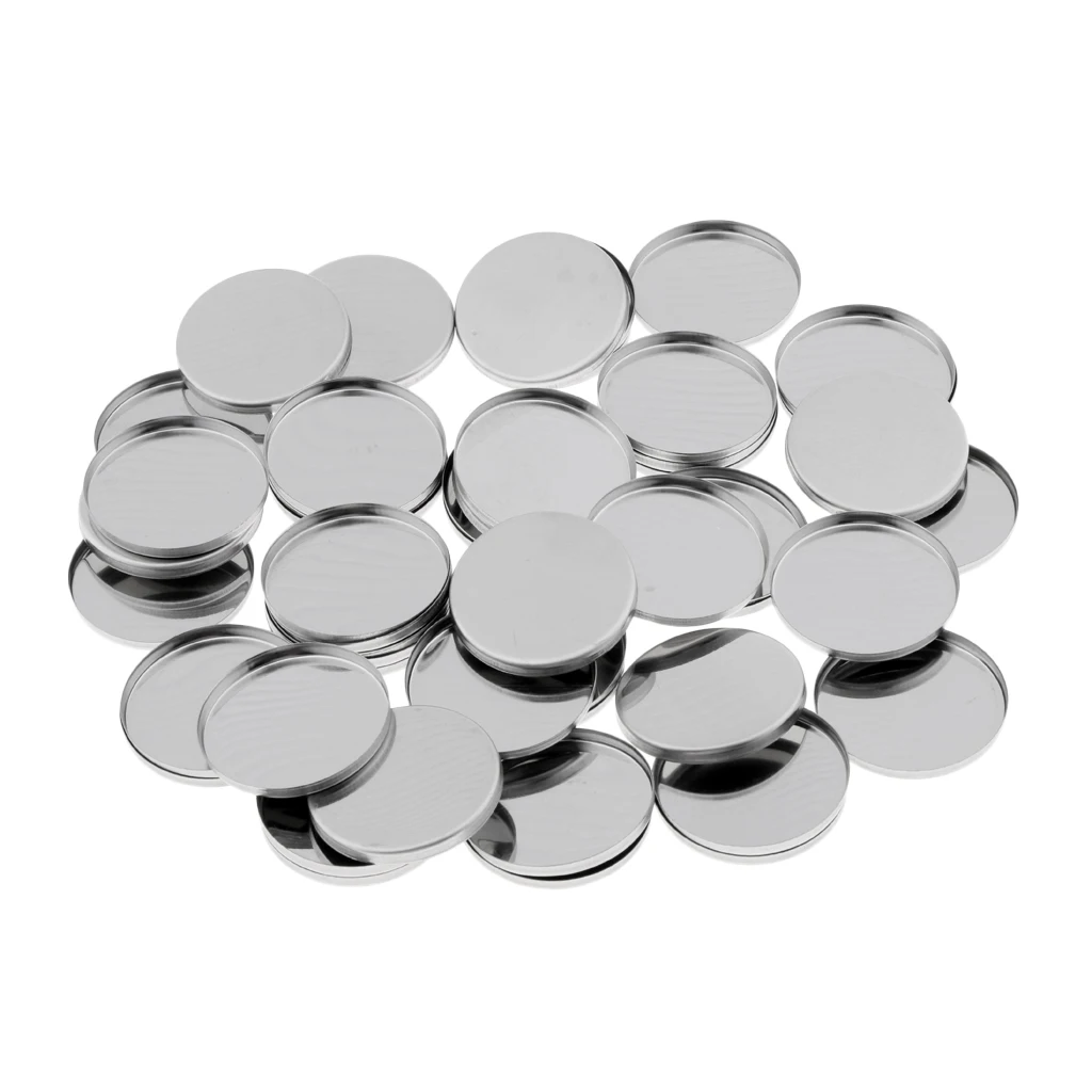 50 Pcs Empty Round Tin Pans for Powder Eyeshadow 36mm Responsive to Magnets