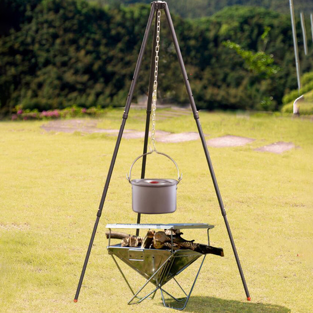 Camping Tripod Portable for Campfire BBQ Hanging Pot Backpacking Hiking w/Storage Bag