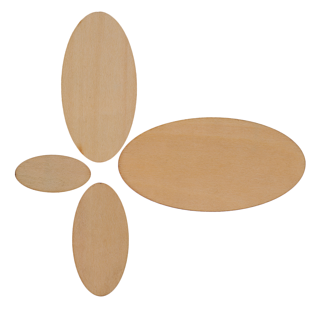 Natural Unfinished Wood Ellipse Cutout Shaped - 1.5 mm Thick Unpainted Wooden Cutouts Pieces DIY Handmade Woodcrafts