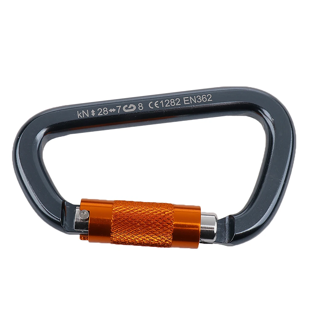 28KN Aluminum Screw Locking D Carabiner for Rock Climbing Rappelling 