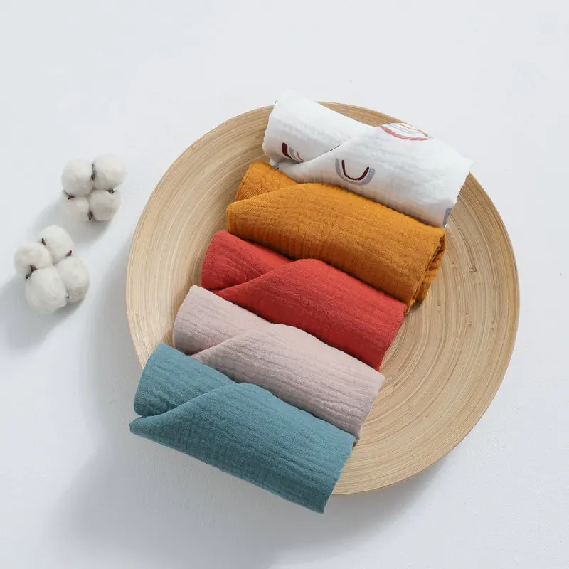 quilt 5pcs/set Muslin Baby Blanket 100% Cotton Baby Gauze Towel Scarf Newborns Bathing Feeding Face Washcloth Wipe 23x23cm coverlet