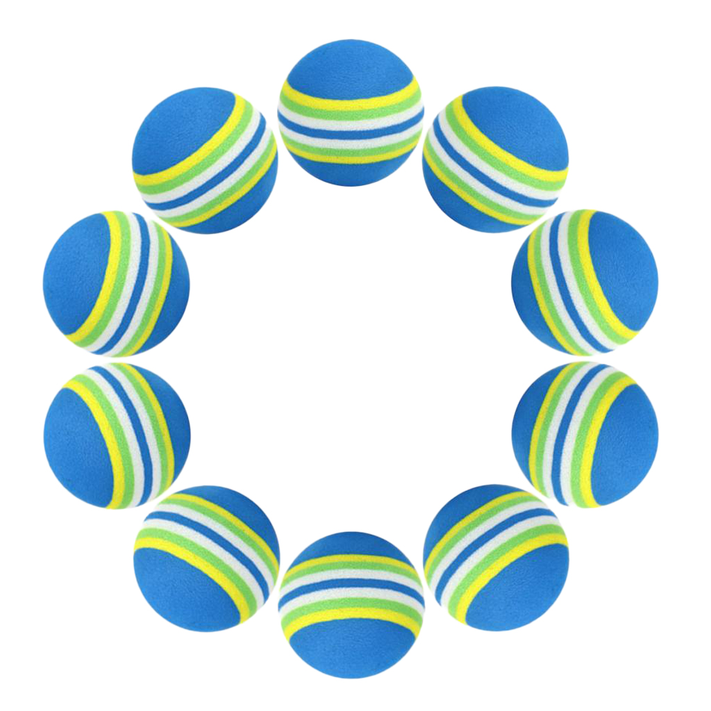 10Pcs 42mm EVA Foam Soft Rainbow Stripe Golf Training Balls Swing Golf Club Beginner Practice Training Aids Ball Indoor Outdoor