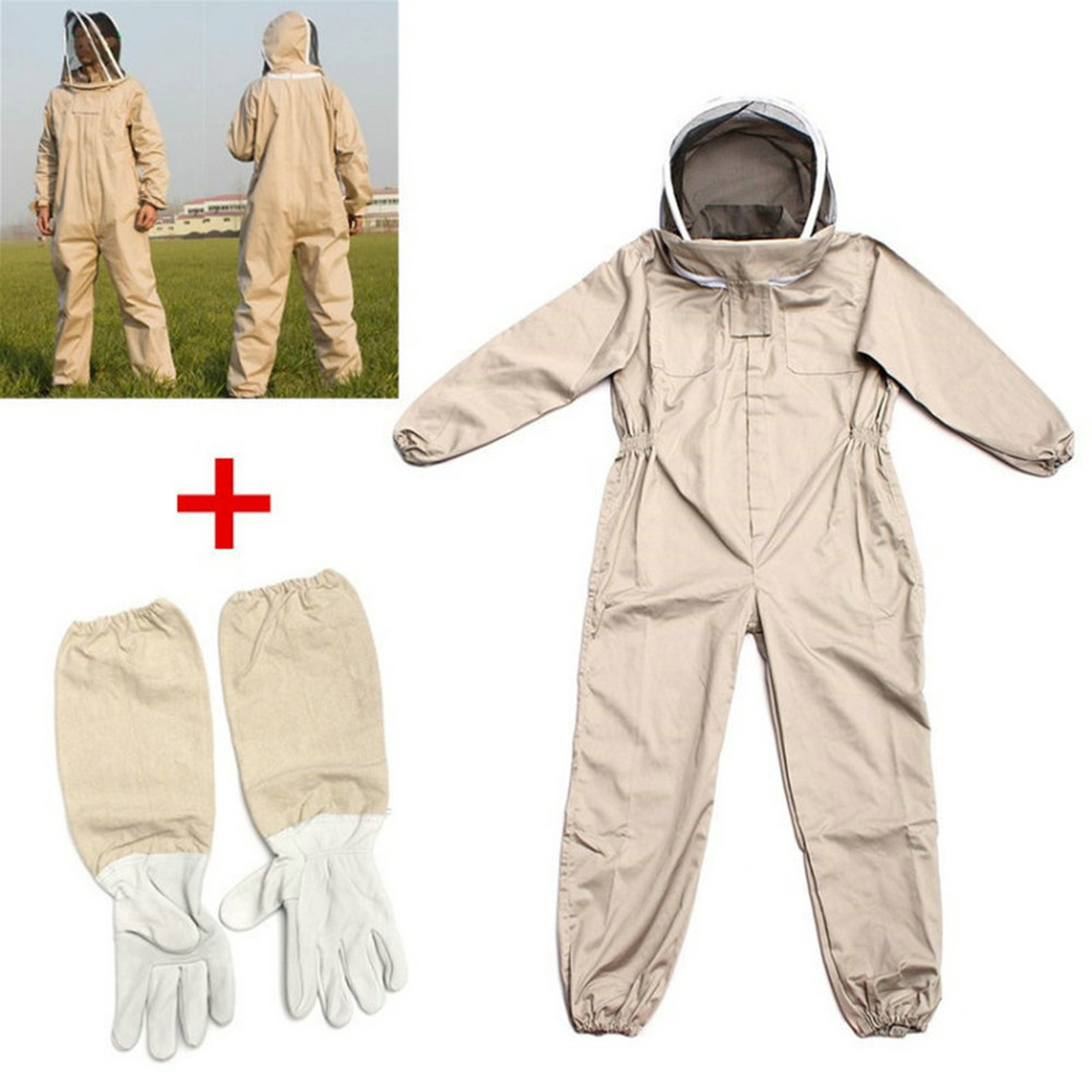 Adult Bee Proof Protective Clothing Full Body Suit Unisex Glove Veil Hoods