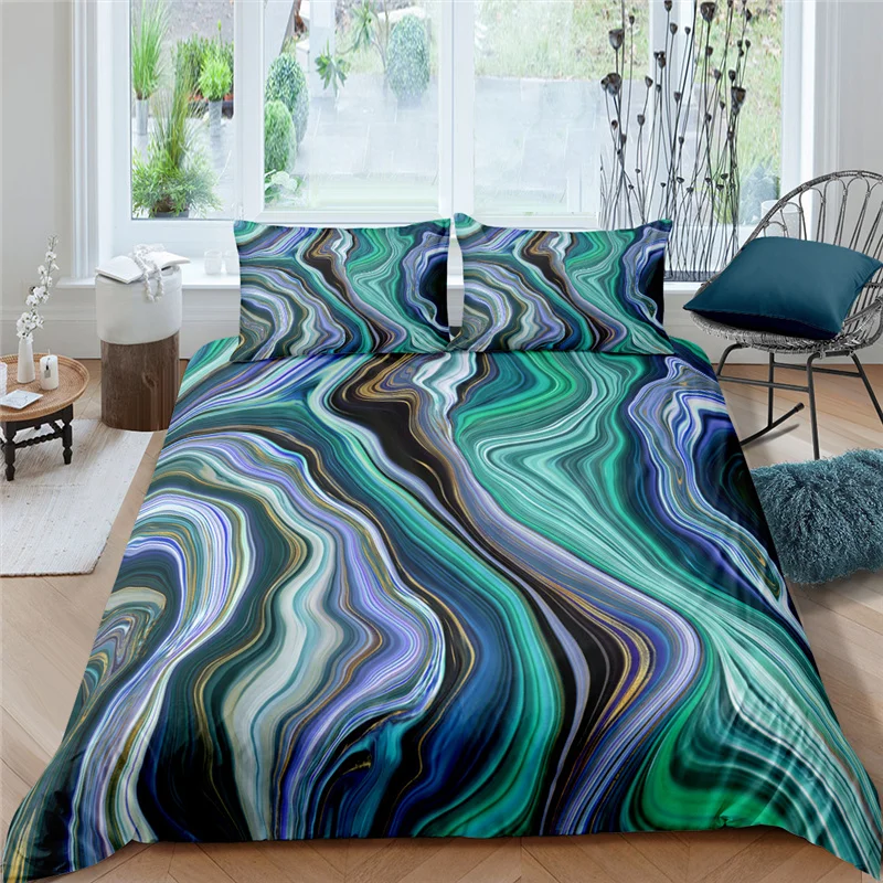 Bedding Set Luxury 3D Marble Texture Print Comfortable Kid Duvet Cover Pillowcase Home Textile Single/Queen/King Size Bedclothes