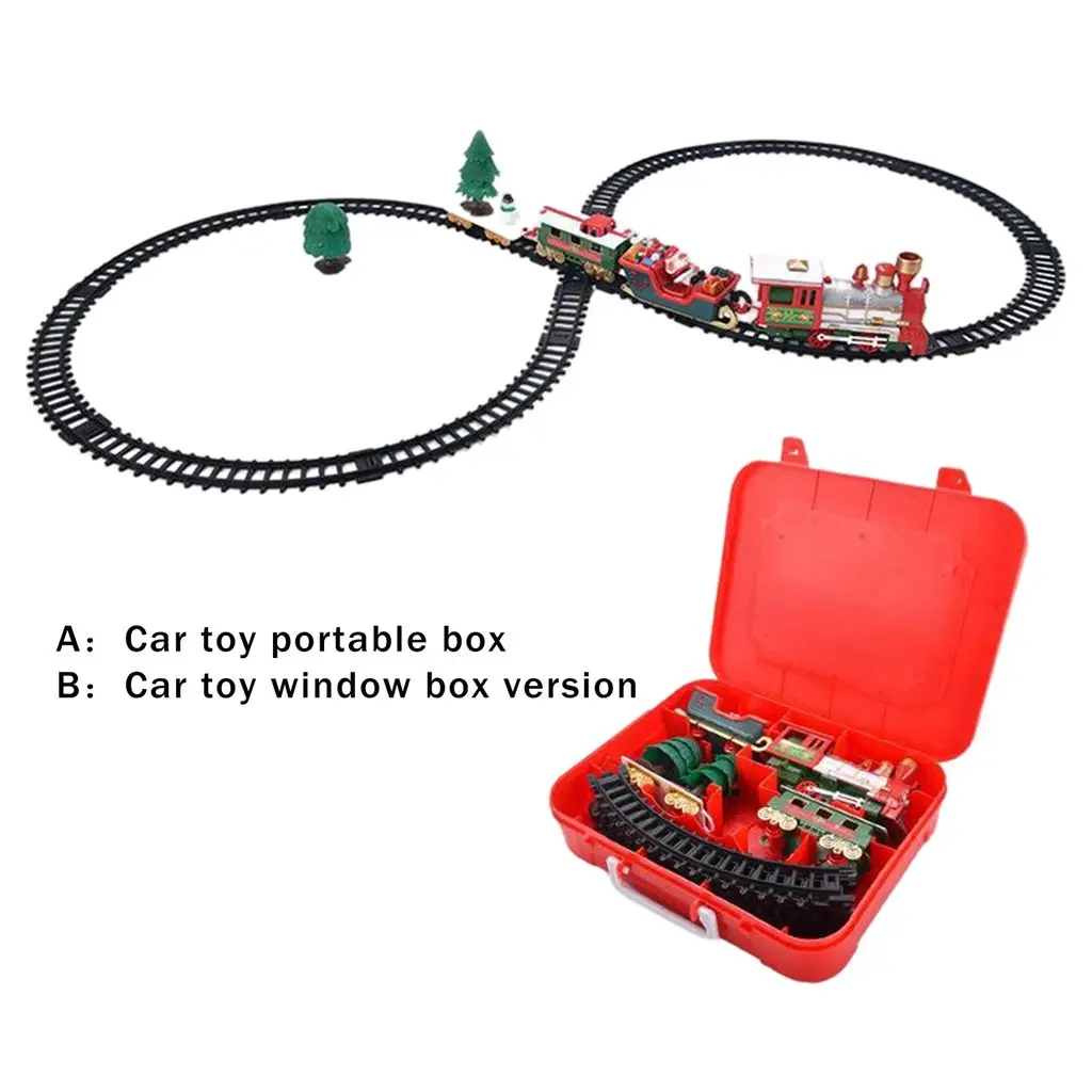 Christmas Electric Rail Car Toys Children Lights And Music Small Train Toys Splicing Track Model Car New Year Gift