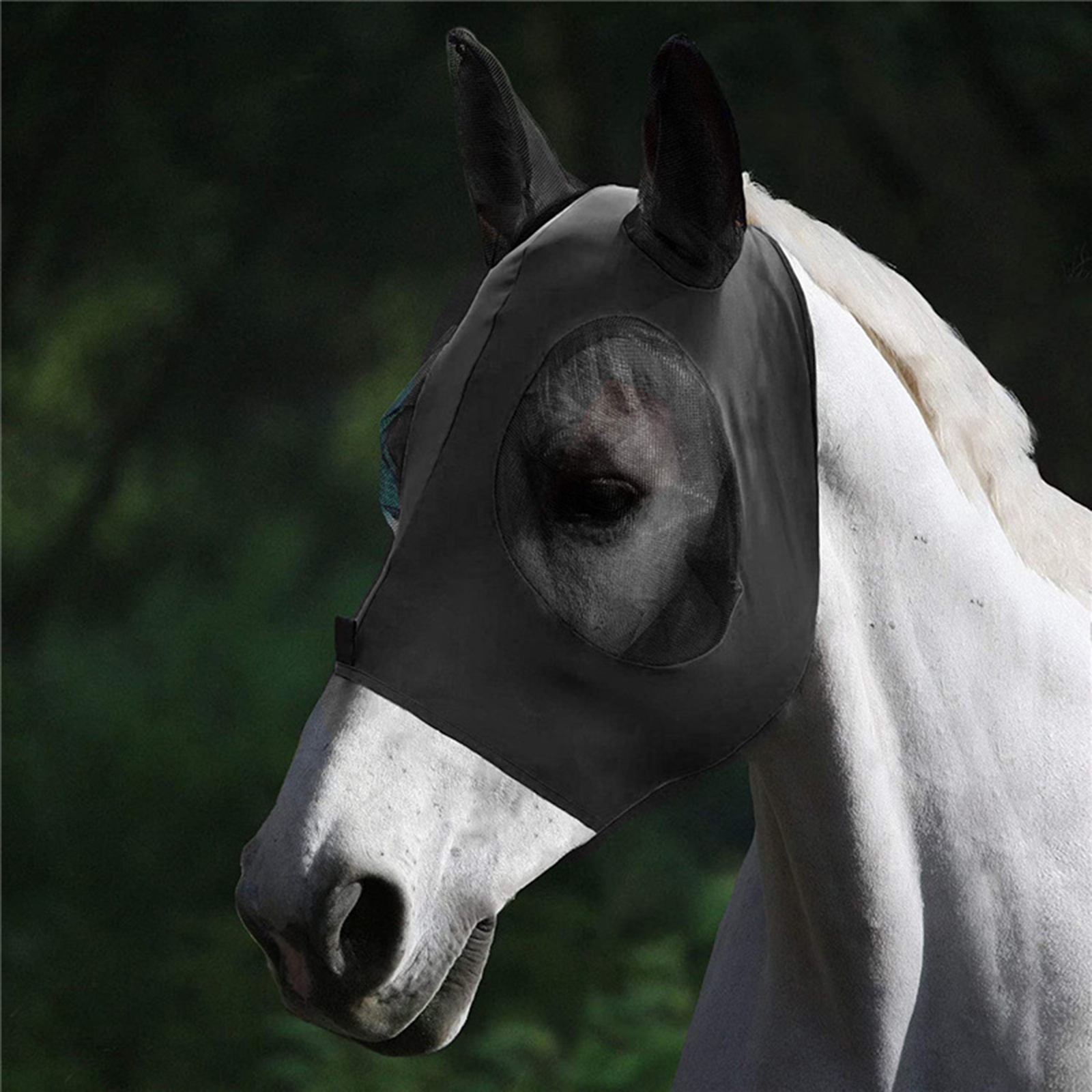 Anti-Fly Mesh Horse Mask Stretch Bug Eye Horse Fly Mask with Covered Ears Horse Fly Mask Long Nose with Ears