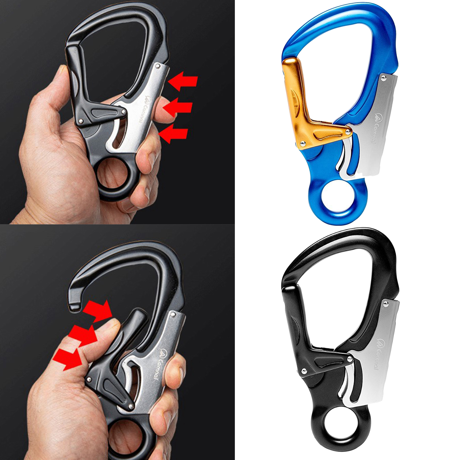 35KN Aluminum Auto Locking Carabiner D-Ring Hook Self Lock for Climbing Caving Rappelling Carabiners Hammock Dog Leash Ring