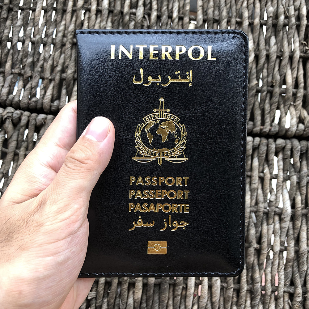 Interpol Reisepasshülle - Etui aus Kunstleder, Internationale Polizei Design   – Detail 3