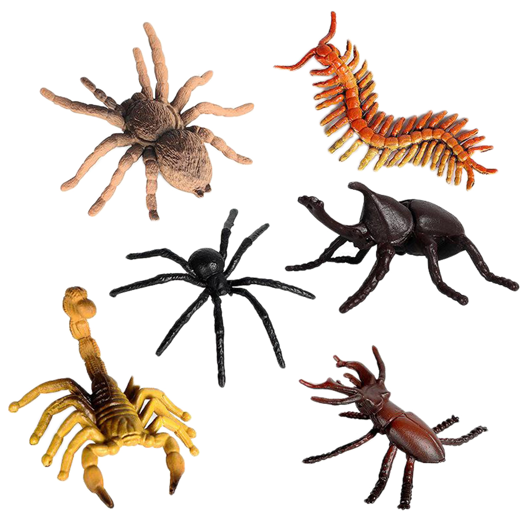6pieces Insects Figures Toys Science Halloween Party Insect Figurines Set