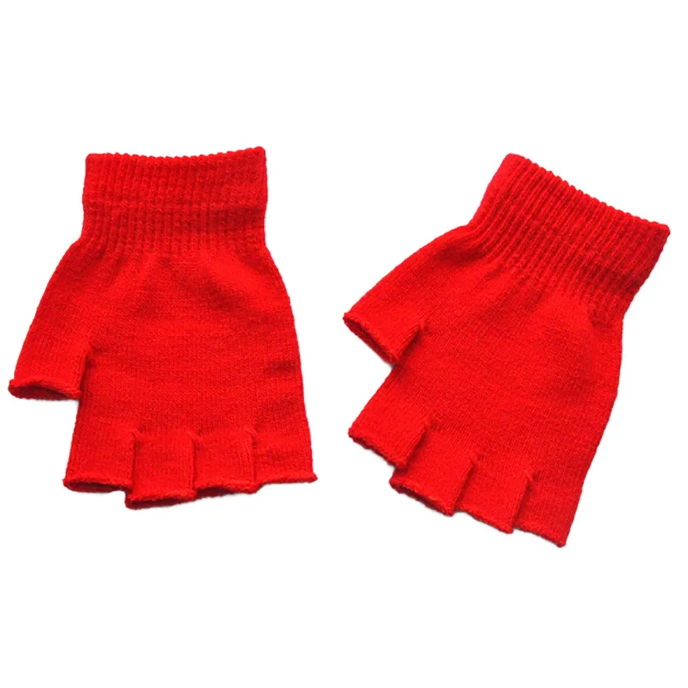 1 Pair Half Finger Fingerless Gloves Unisex Warm Knitted Stretch Elastic Winter Outdoor Warm Winter Mitten Sports Cycling Gloves mens knitted gloves