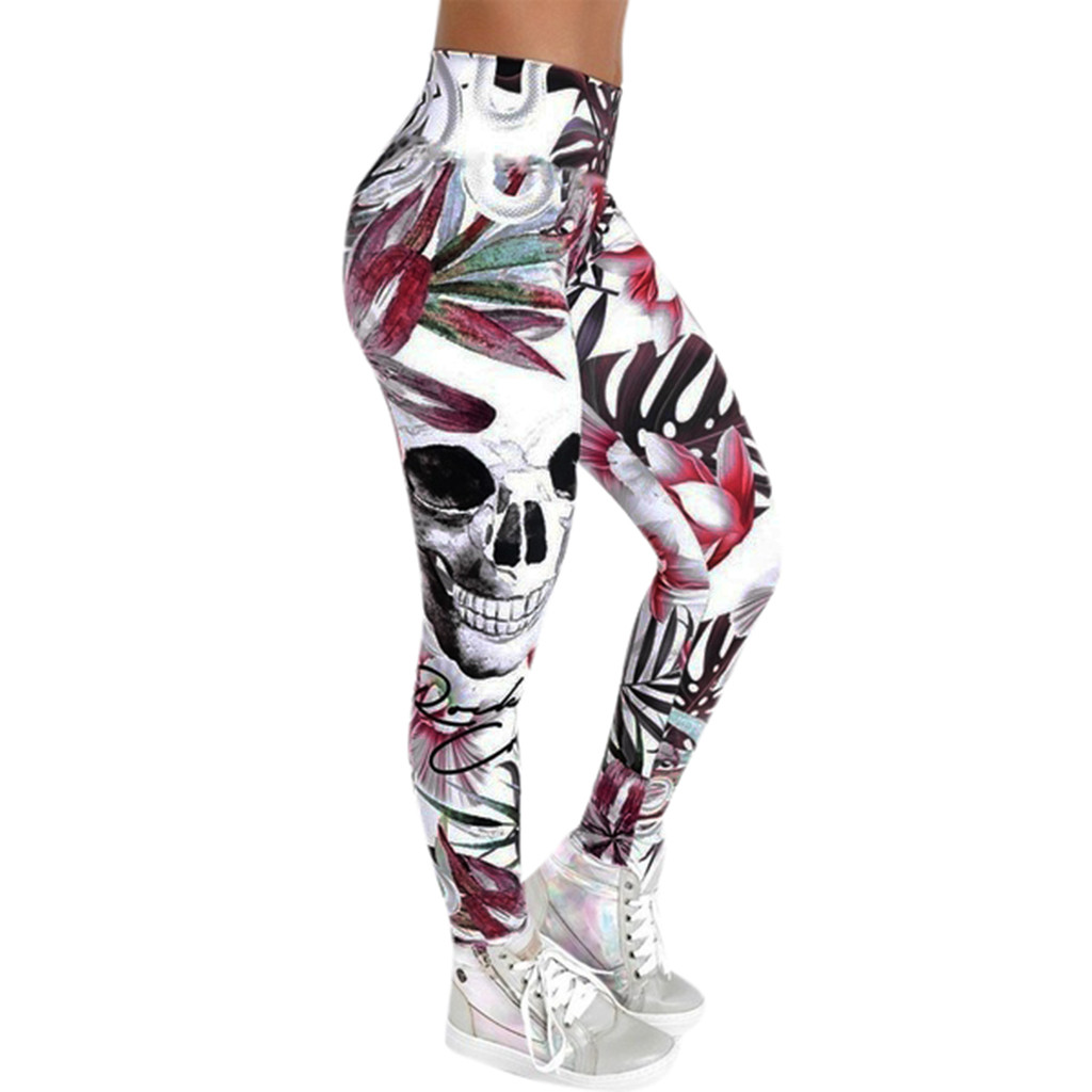 Women Skull Printed Leggings Seamless 