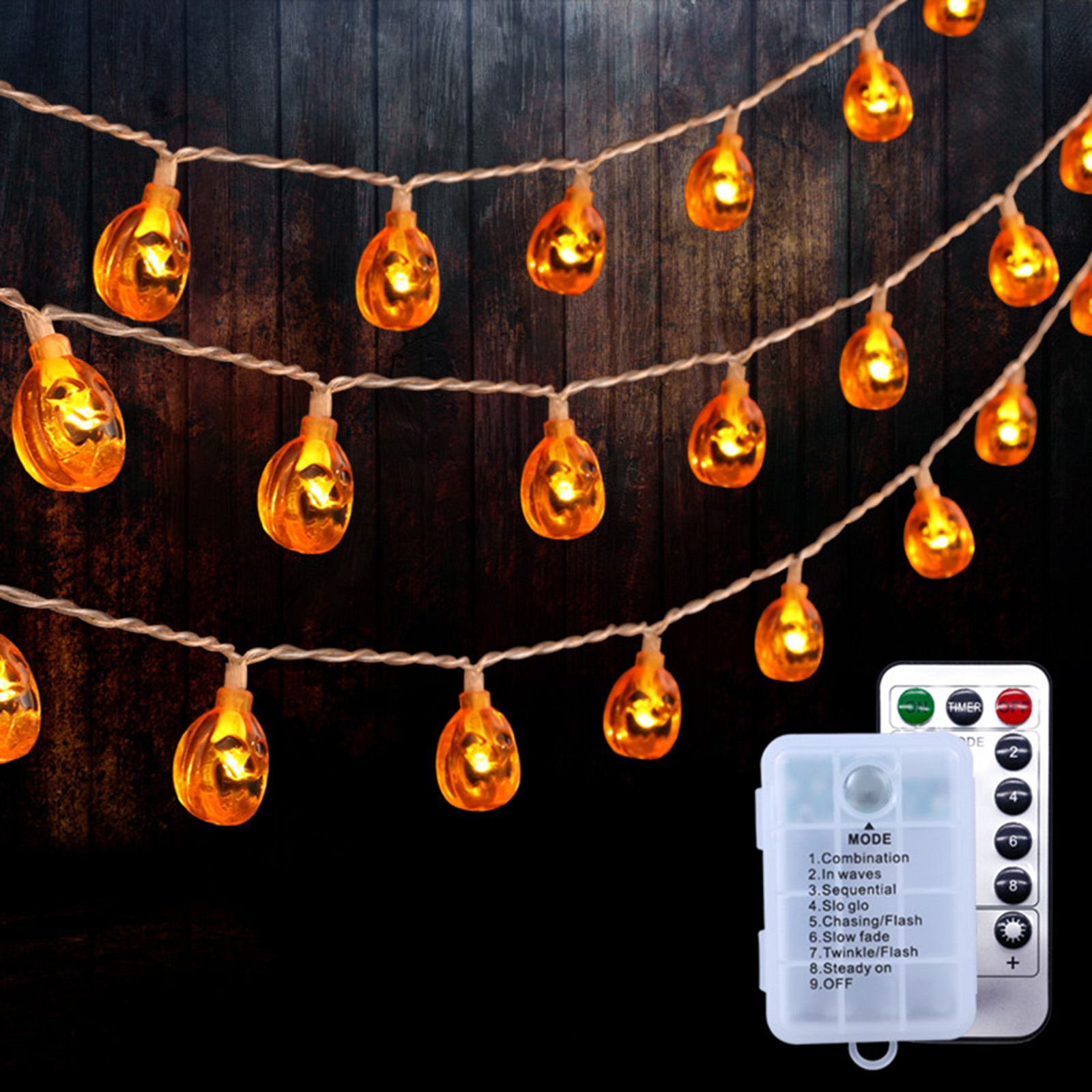 Seqüência de Luz Modo com Remoto ao ar Abóbora Livre Halloween Pendurado Festa Varanda Laranja Bateria Operado Luzes Led Iluminação 8 2 Abóbora seqüência de luz 8 modo com