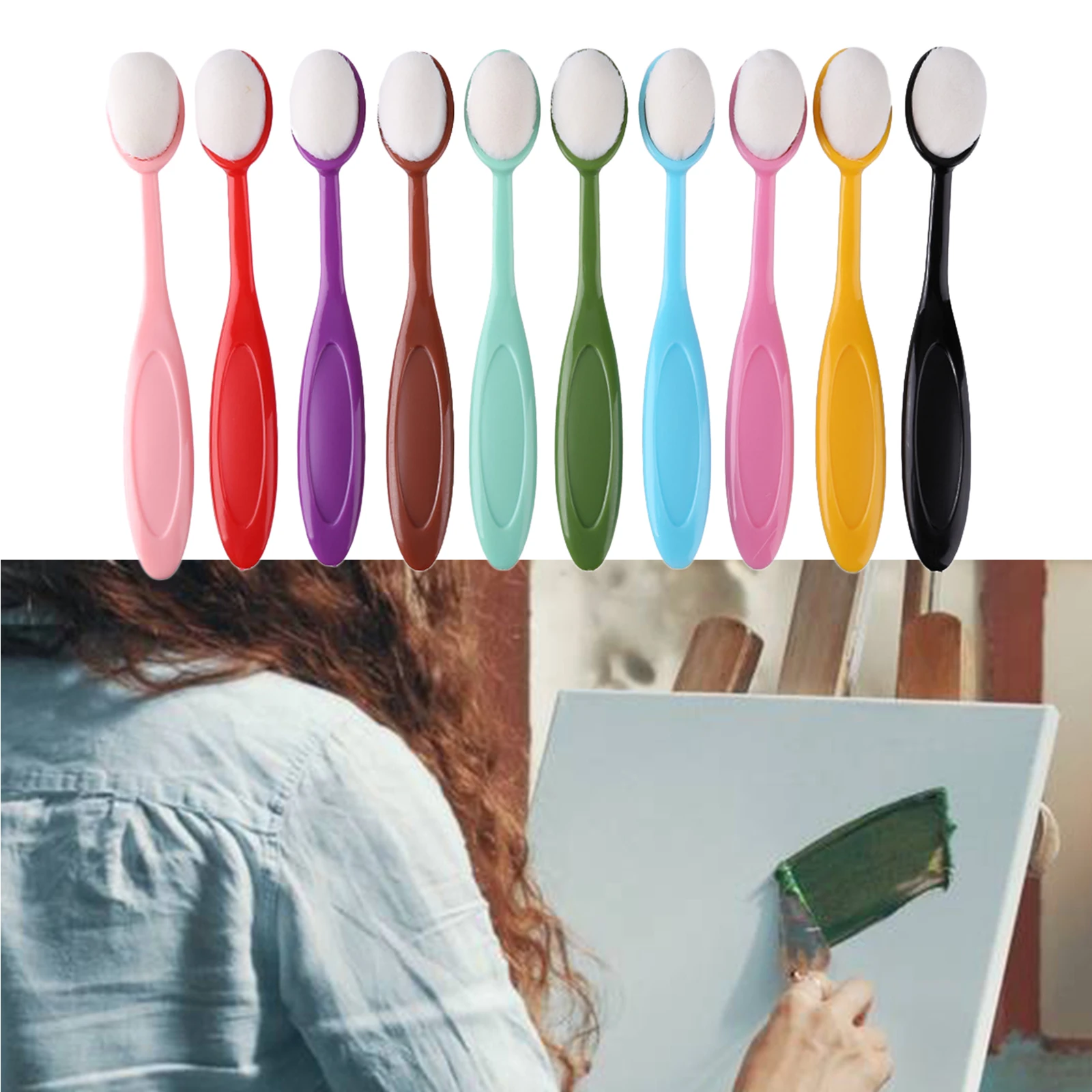 10 Pack Craft Ink Blending Brushes Ink Blending Brushes with Color Handles Colorful Makeup Tools Drawing Brushes for Paper Craft