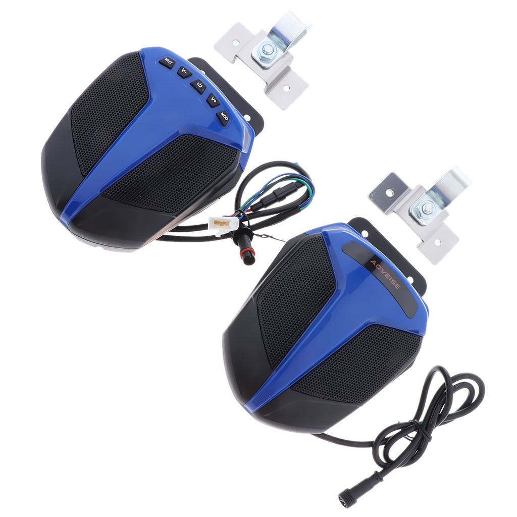 Pair Of FM Radio Speakers For Motorcycle Stereo Amplifier MP3 AUX Radio 15 W 4 Inches - Blue