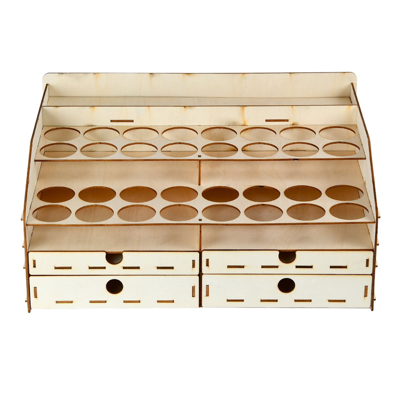 Pigment Bottle Storage Organizer Wooden Color Paint Ink Brush Stand Rack With Cabinet Drawer 42x30x19.5cm
