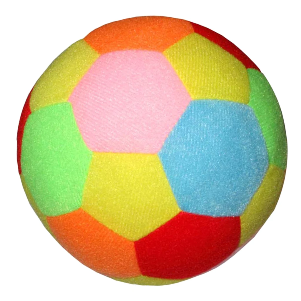 Soft Plush Stuffed Rainbow Football with Gentle Rattle - Cotton-filled Soccer Ball for Baby Kid Indoor Outdoor Toys