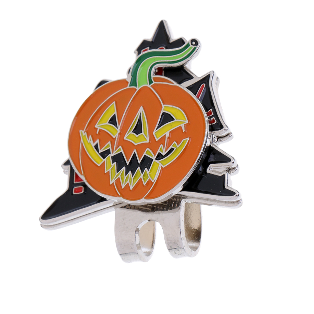 MagiDeal Halloween Pumpkin Magnetic Hat Clip Golf Marker Fit for Golf Cap Visor