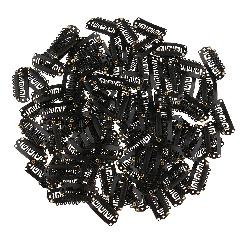100x Metal Snap Clips Grip For Feather Hair Extensions Wigs Weft Hairpiece 28mm