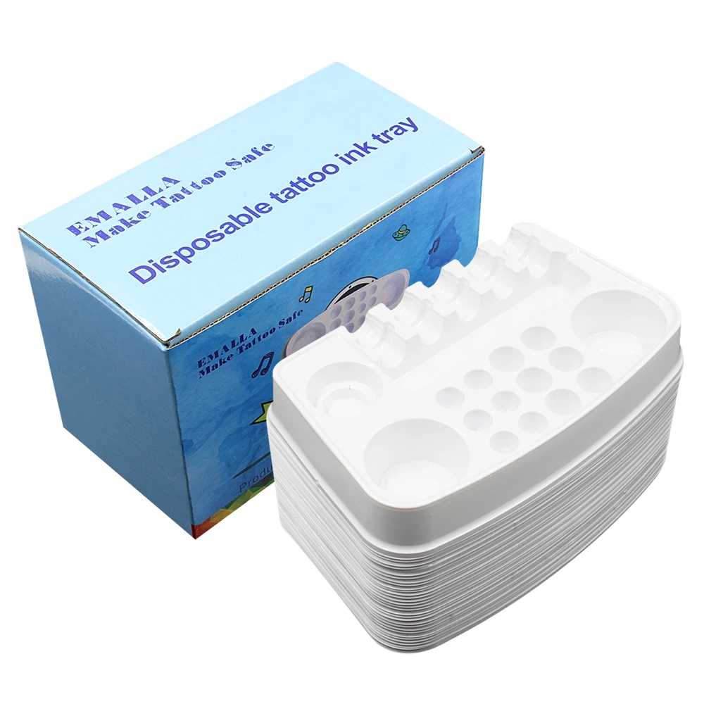 Best of Tattoo Ink Tray 30pcs / box Disposable White Plastic Pigment Tray Color Palette Holder Adhesive Ink Tray Holders Tattoo Ink Palet Reviews & Tips