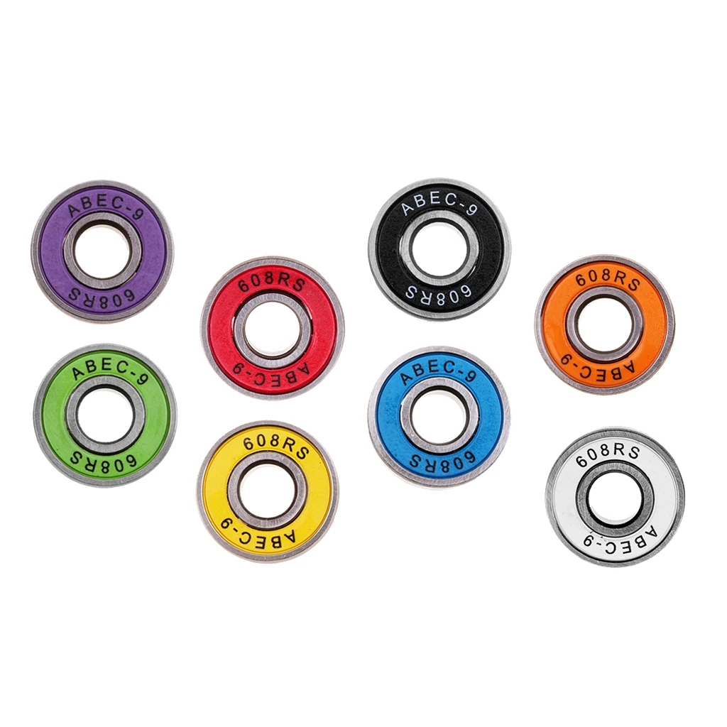 608RS Hybrid Bearings for Inline Skate or Skateboard or Scooter (Pack of 8)