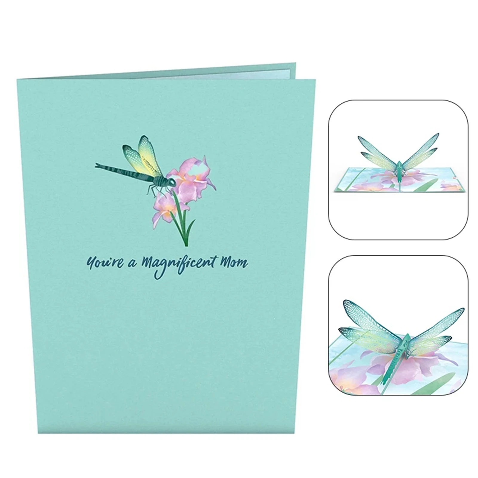 3D Pop Up Cards Greeting Card Fashion Dragonfly with Envelope Gift Anniversary 