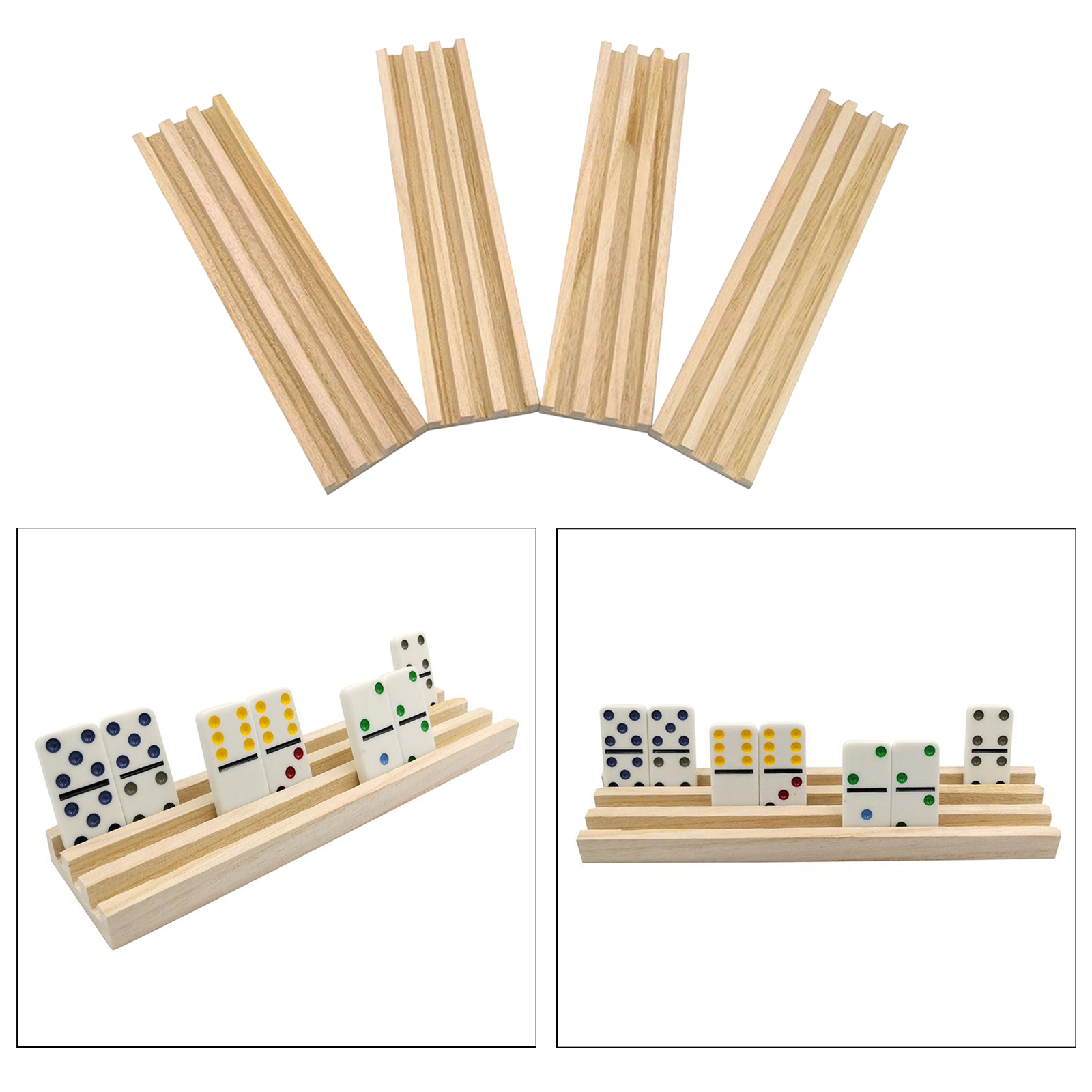 4pcs/set Unpainted Wood Domino Trays Racks Stand for Mahjong Chicken Foot