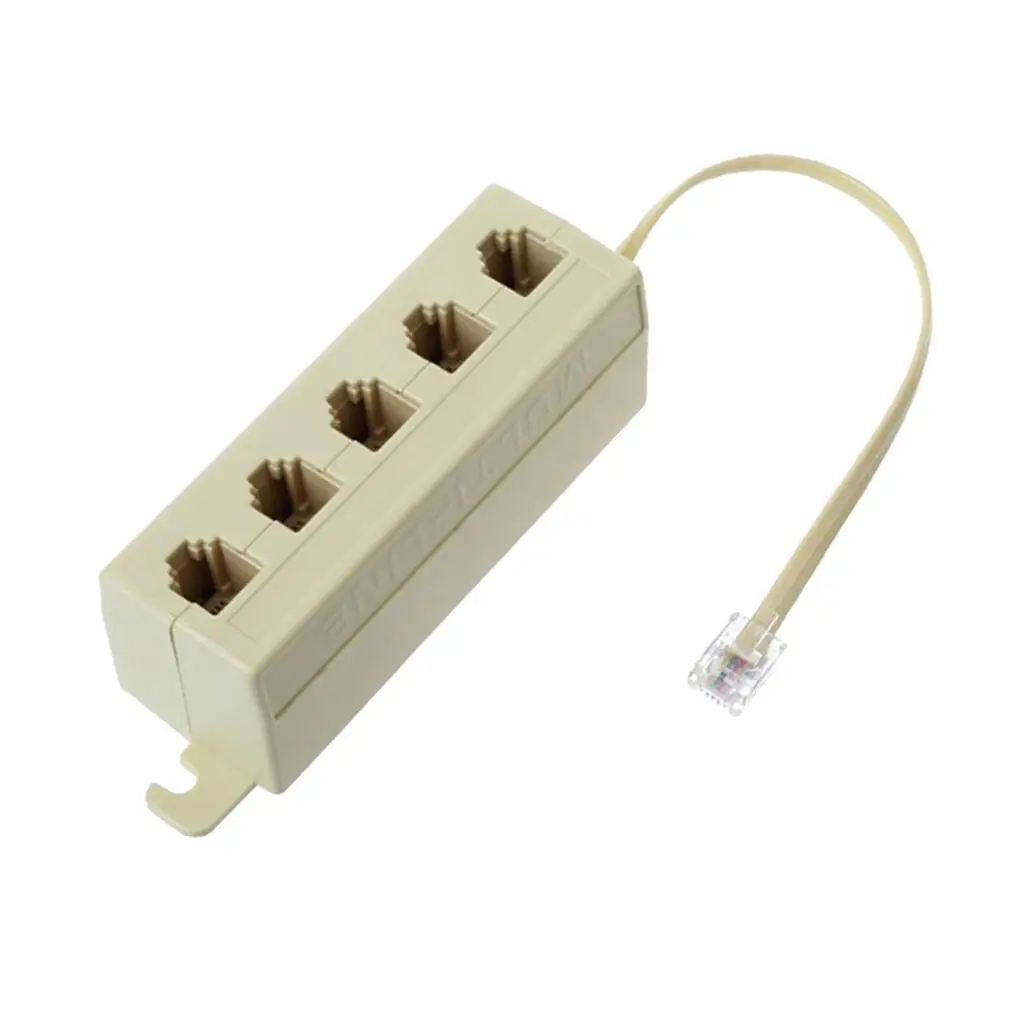 Telephone Splitter, RJ11 6P4C 1 Male - 5 Way Telephones Plug Line Separator for Landline - White