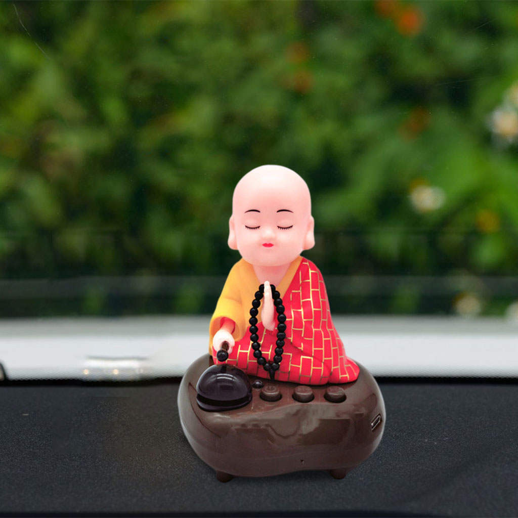 Resin Shaking Head Monk Desk Decoration Home Decor Kids Gift USB Powered Desktop Decor Home Office Desk Car Ornament