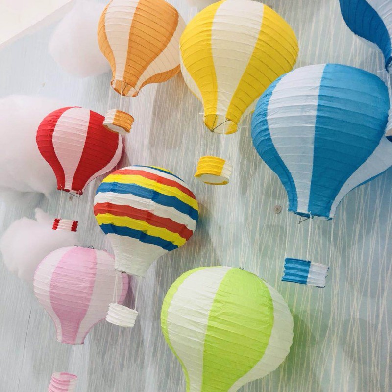 16inch 40cm Hanging Paper Lanterns Rainbow Hot Air Balloon Paper Lantern Chinese Party Ball Lamp Decor Birthday Wedding Supplies