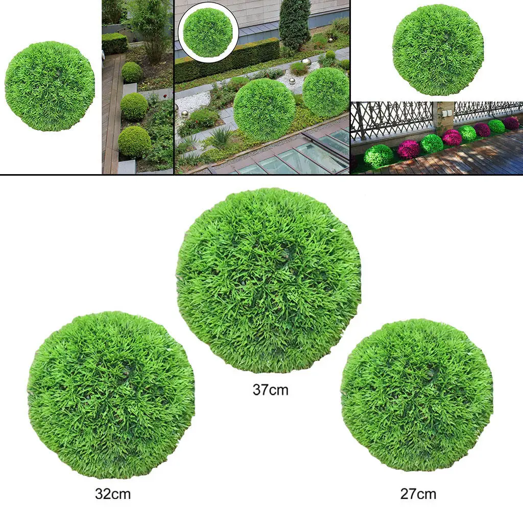Artificial Topiary Ball Shrubs Faux Green Decorative for Outdoor Indoor Backyard Balcony