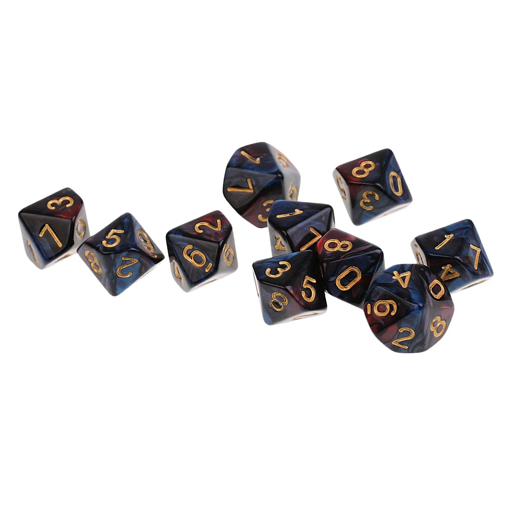 10pcs 10 Sided Dice D10 Polyhedral Dice for  High quality