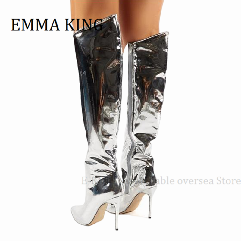 womens silver metallic boots