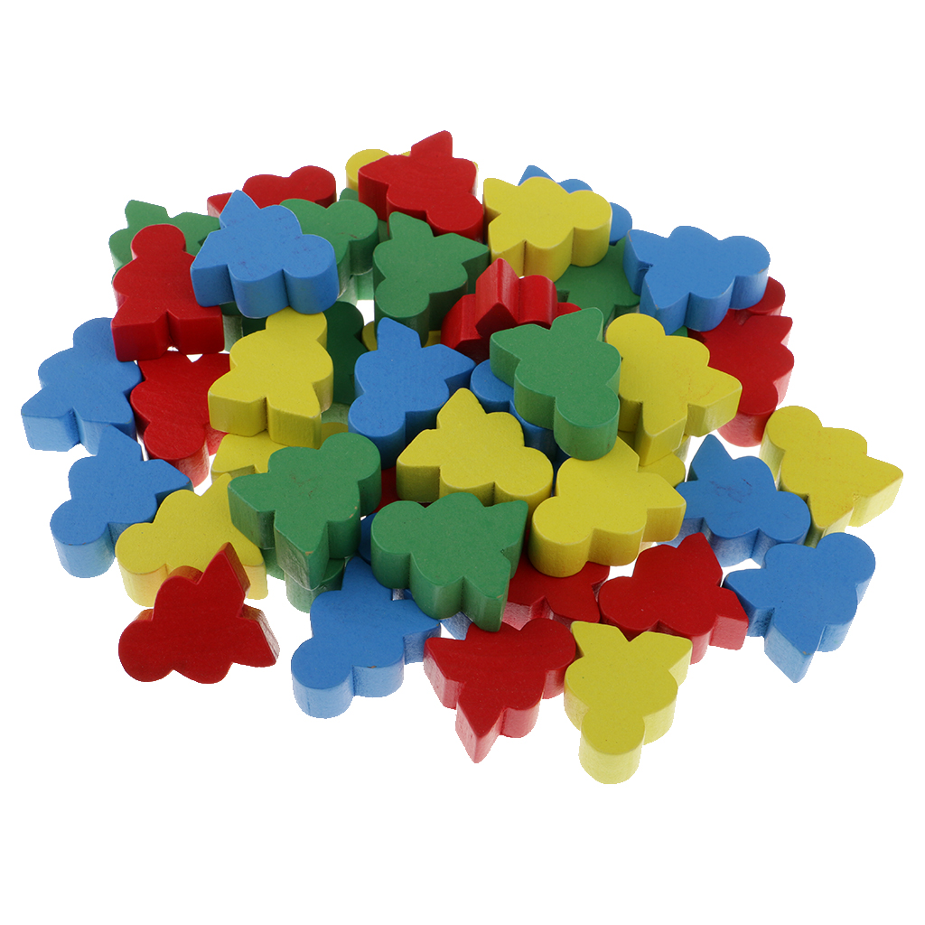 MagiDeal Novelty 50Pcs Assorted Color Human Shape Wooden Chess for Kids Board Game Educational Toys Gifts 24 x 19 x 9 mm Multi
