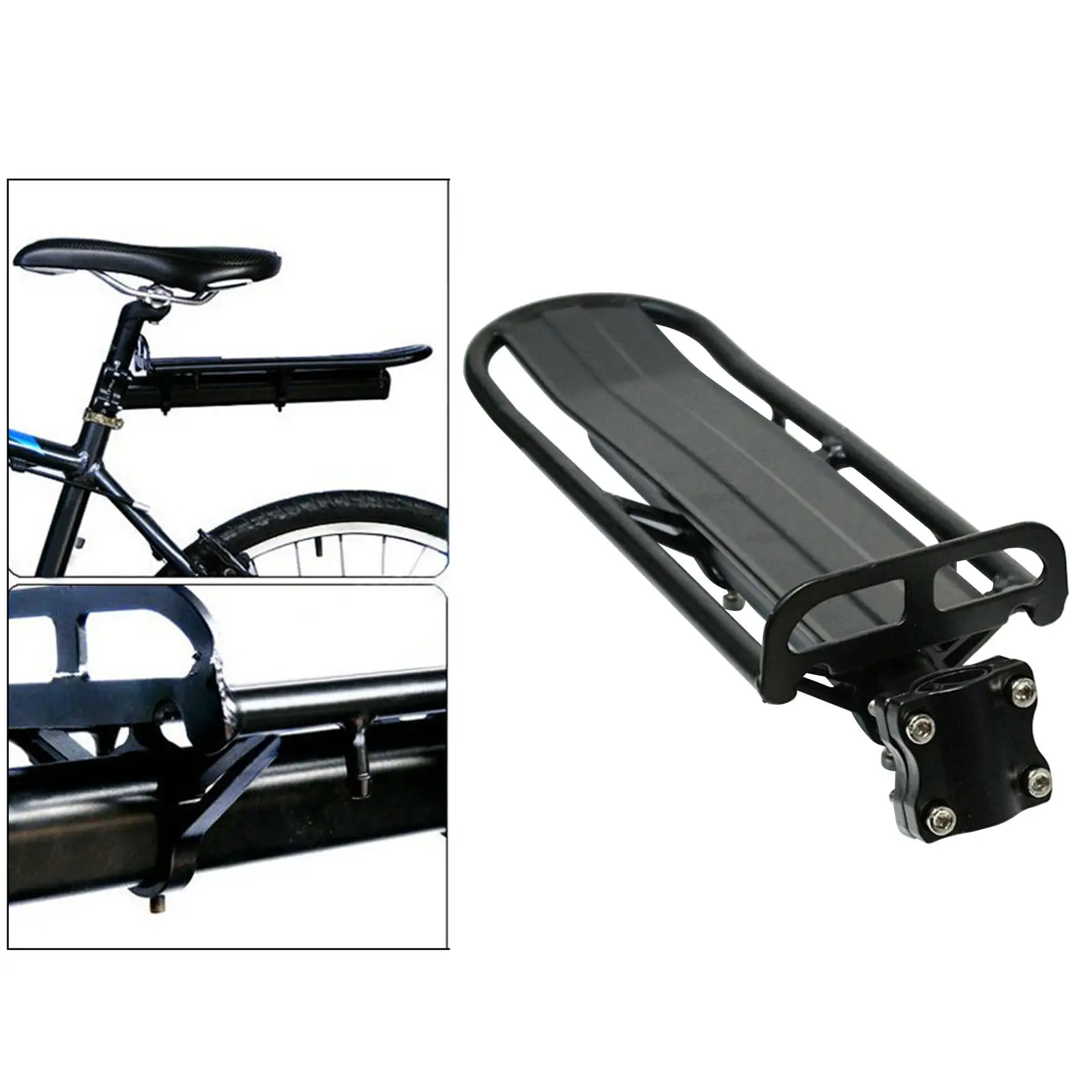 Bike Rear Seat Rack Retractable Bicycle Shelf Luggage Post Frame Back Mount US 