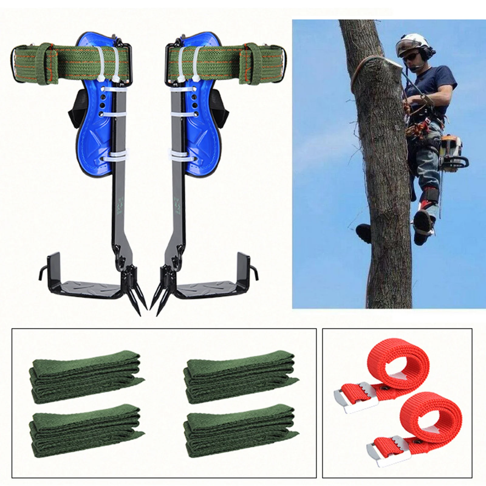 Tree Climbing Spike Set Safety Belt Adjustable Lanyard Rope Belt Stainess Steel Safety Belt Camping Accessories 2 Gears