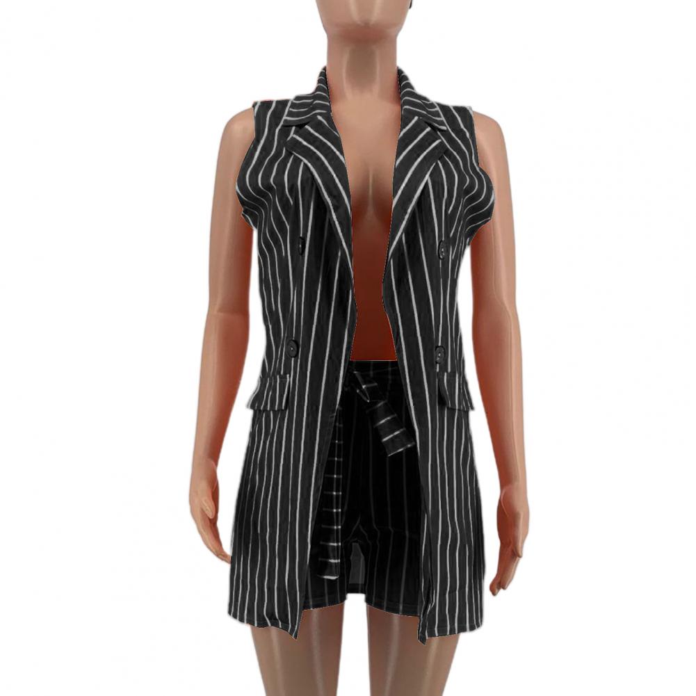 Blazer sem mangas Stripe Pattern Sets para